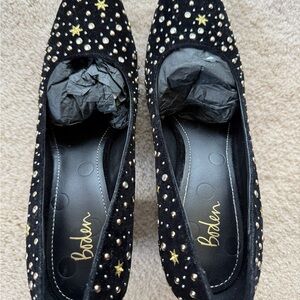 Boden Black Heels with Gold Star Accents